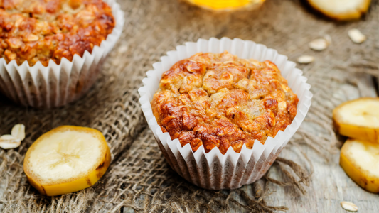 Muffins de Plátano saludables, con probióticos y sin azúcar